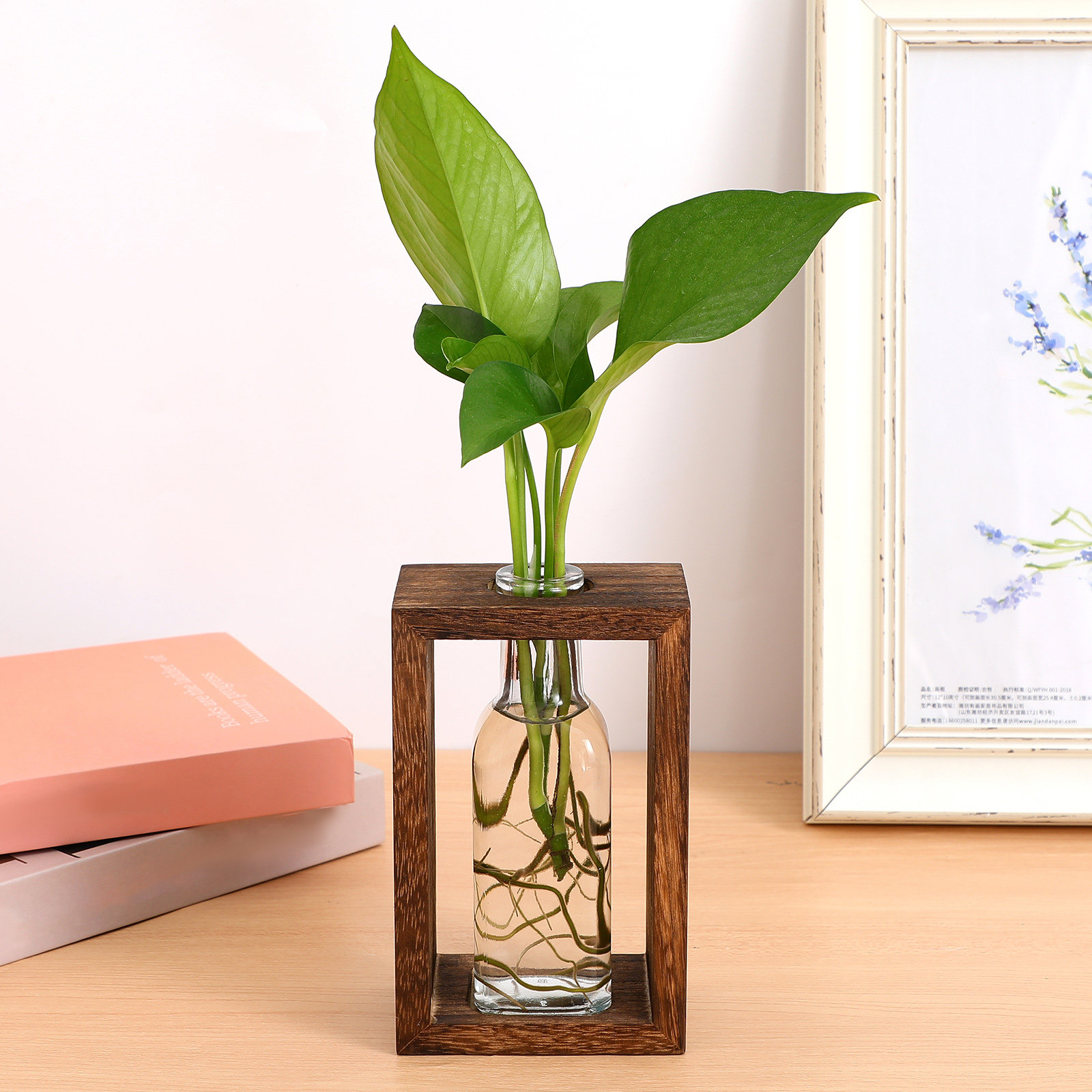 Propagation Station Vase - ชุดอุปกรณ์เพาะพันธุ์พืชไฮโดรโพนิกส์ไม้พร้อมแจกันแก้วใสสำหรับตกแต่งบ้านบนโต๊ะ