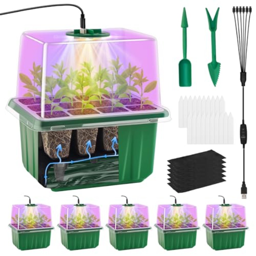 ถาดเพาะเมล็ดพร้อมไฟ 6 แพ็ค ชุด - Humidity Dome Kit บทวิจารณ์และราคา